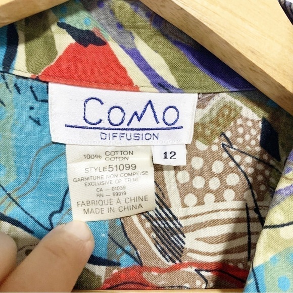 VINTAGE Como Diffusion Cotton with Abstract Pattern Blazer Size 12 - Picture 4 of 12